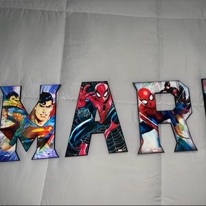 Spider man Superman and Batman letters